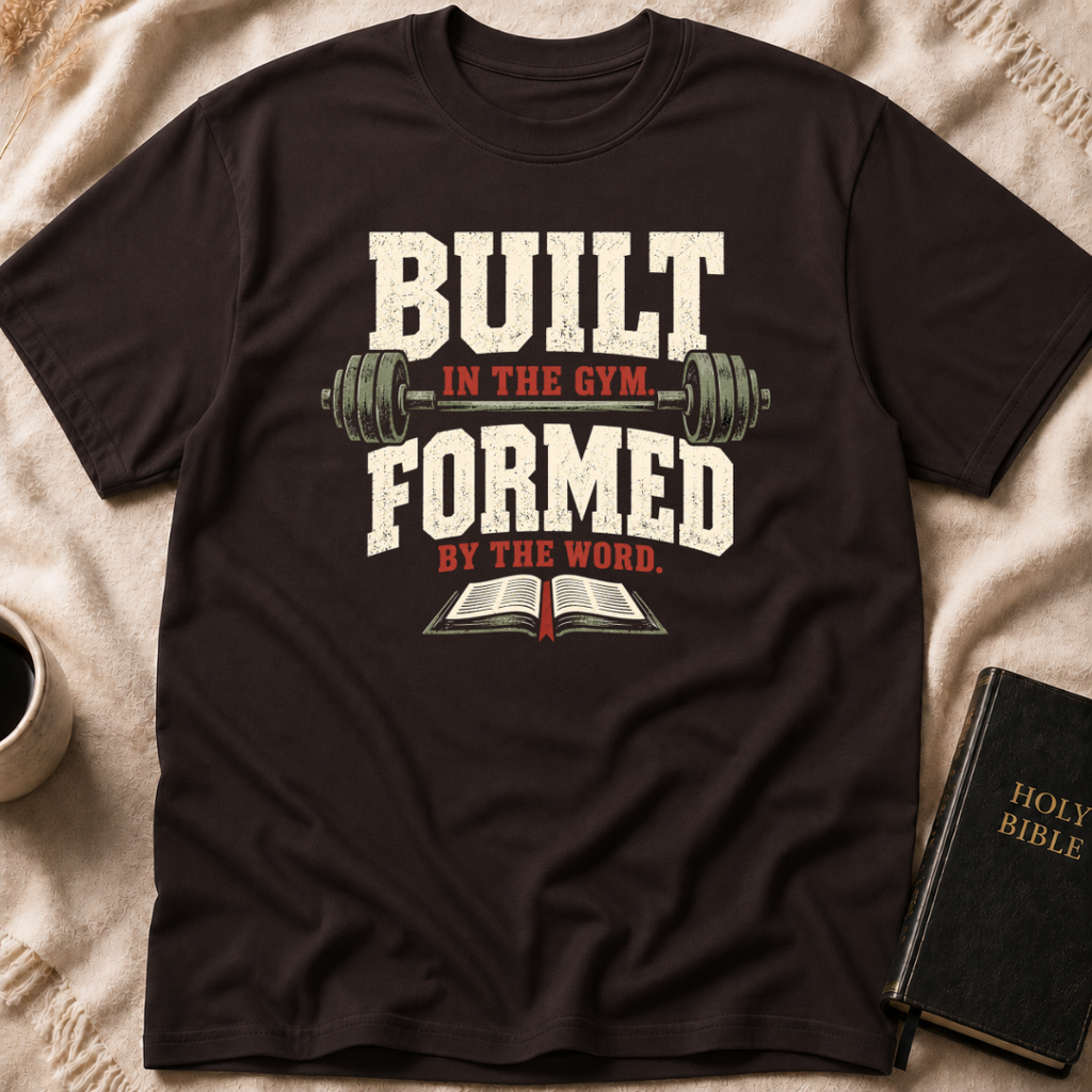 Built In The Gym Formed By The Word T-Shirt