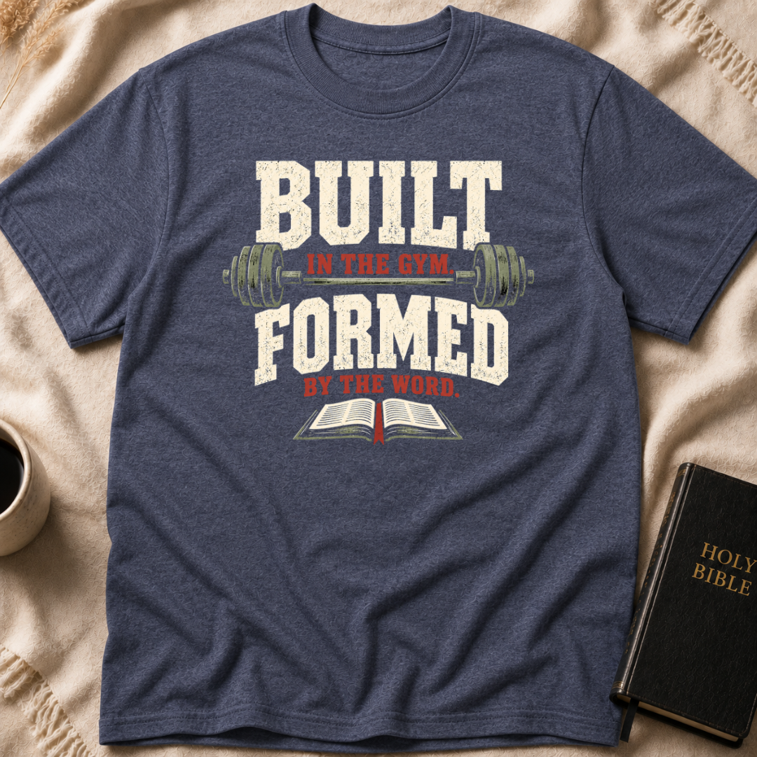 Built In The Gym Formed By The Word T-Shirt