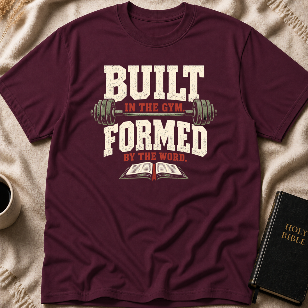 Built In The Gym Formed By The Word T-Shirt