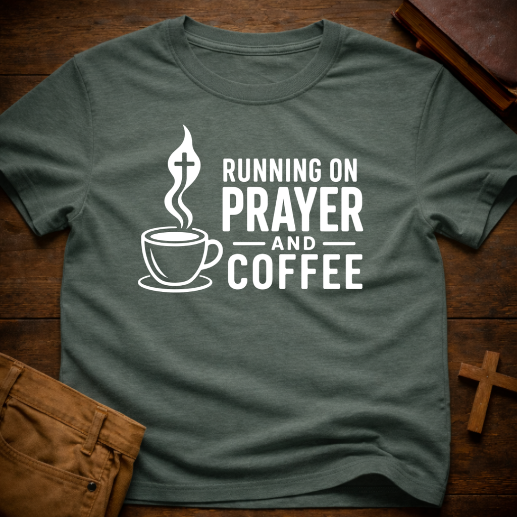 Running on prayer and coffee T-Shirt